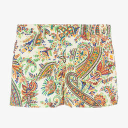 Etro-Girls Ivory Cotton Paisley Print Shorts | Childrensalon Outlet