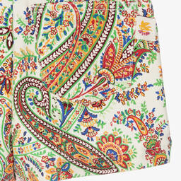 Etro-Girls Ivory Cotton Paisley Print Shorts | Childrensalon Outlet