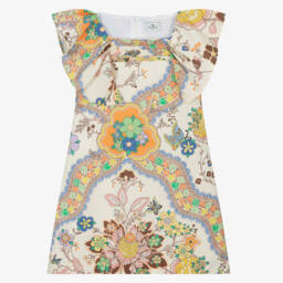 Etro-Кремовое хлопковое платье с узором пейсли для девочек | Childrensalon Outlet
