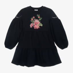 Etro-Girls Navy Cotton Tiered Dress | Childrensalon Outlet