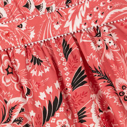 Etro-فستان قطن بوبلين لون زهري بطبعة ورود | Childrensalon Outlet