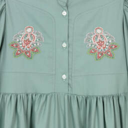 Etro-Girls Sage Embroidered Cotton Dress | Childrensalon Outlet