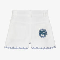 Etro-Girls White Cotton Pegaso Logo Shorts | Childrensalon Outlet