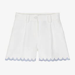 Etro-Girls White Cotton Pegaso Logo Shorts | Childrensalon Outlet