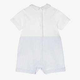 Everything Must Change-Baby Boys Blue Striped Seersucker Shortie | Childrensalon Outlet