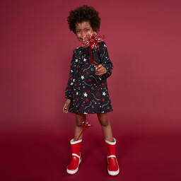 Everything Must Change-Black & Red Star Print Dress | Childrensalon Outlet