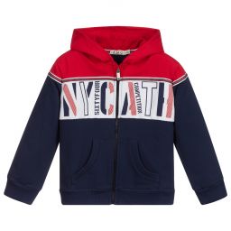 Everything Must Change-Blue & Red Cotton Zip-Up Top | Childrensalon Outlet