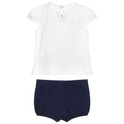 افريثينغ مست تشاينج-Blue & White Cotton Shorts Set | Childrensalon Outlet