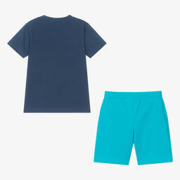 Everything Must Change-Boys Blue Cotton Skateboard Shorts Set | Childrensalon Outlet