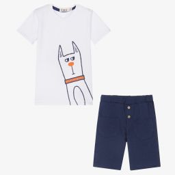 Everything Must Change-Футболка с собакой и синие шорты для мальчиков | Childrensalon Outlet