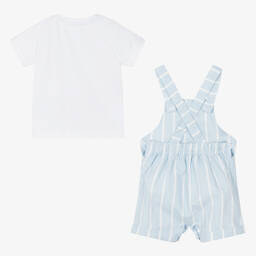 Everything Must Change-Boys Blue Linen Dungaree Shorts Set | Childrensalon Outlet