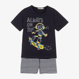 Everything Must Change-Boys Blue Striped Cotton Pyjamas | Childrensalon Outlet
