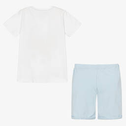 Everything Must Change-طقم شورت أطفال ولادي قطن جيرسي لون أبيض وأزرق | Childrensalon Outlet