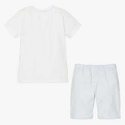 Everything Must Change-Белая рубашка и голубые шорты из хлопка | Childrensalon Outlet