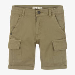 Everything Must Change-Boys Khaki Green Cotton Cargo Shorts | Childrensalon Outlet