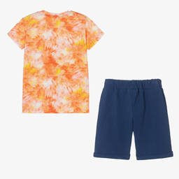 Everything Must Change-Boys Orange Tie-Dye Cotton Shorts Set | Childrensalon Outlet