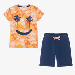 Everything Must Change-Boys Orange Tie-Dye Cotton Shorts Set | Childrensalon Outlet