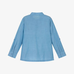 Everything Must Change-Boys Soft Blue Mandarin Shirt | Childrensalon Outlet