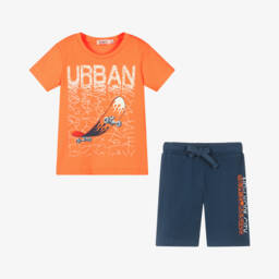 Everything Must Change-طقم رياضي نابض بالحياة للأولاد باللون البرتقالي والأزرق | Childrensalon Outlet