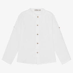 افريثينغ مست تشاينج-قميص أطفال ولادي كتان لون أبيض | Childrensalon Outlet