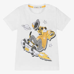 Everything Must Change-Boys White Cotton Skateboarding T-Shirt | Childrensalon Outlet