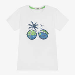 Everything Must Change-Boys White Cotton Sunglasses T-Shirt | Childrensalon Outlet