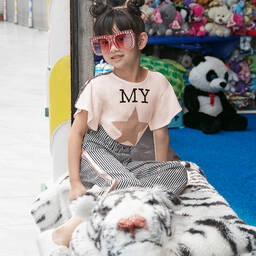 افريثينغ مست تشاينج-بنطلون كولوت مقلم قطن لون أسود وأبيض للبنات | Childrensalon Outlet