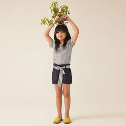 Everything Must Change-Girls Blue Cotton & Linen Shorts Set | Childrensalon Outlet