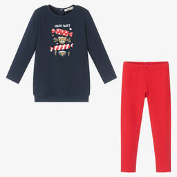 Everything Must Change-طقم ليغنغز أطفال بناتي قطن جيرسي لون كحلي وأحمر | Childrensalon Outlet