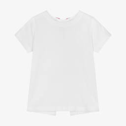 Everything Must Change-Girls Floral Bow White Tee | Childrensalon Outlet