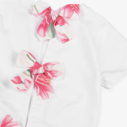 Everything Must Change-Girls Floral Bow White Tee | Childrensalon Outlet