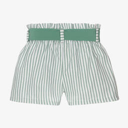 Everything Must Change-شورت قطن أكسفورد مقلم لون أخضر وأبيض للبنات | Childrensalon Outlet
