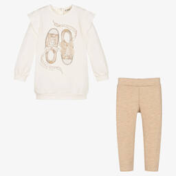 Everything Must Change-Кремовый топ и бежевые легинсы из хлопка | Childrensalon Outlet