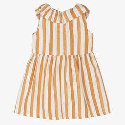 Everything Must Change-فستان مزيج قطن مقلم لون عاجي وبيج | Childrensalon Outlet