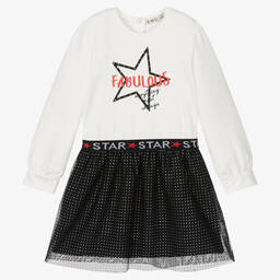 Everything Must Change-Girls Ivory & Black Tulle Dress | Childrensalon Outlet