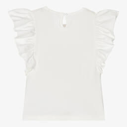 Everything Must Change-Кремовая хлопковая футболка с рюшами | Childrensalon Outlet