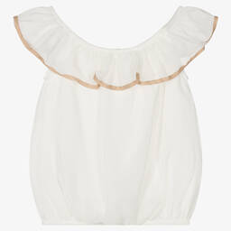 Everything Must Change-Girls Ivory Crêpe Ruffle Top | Childrensalon Outlet