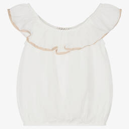 Everything Must Change-Girls Ivory Crêpe Ruffle Top | Childrensalon Outlet