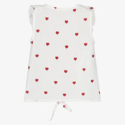 Everything Must Change-Girls Ivory Heart-Embellished Cotton Top | Childrensalon Outlet