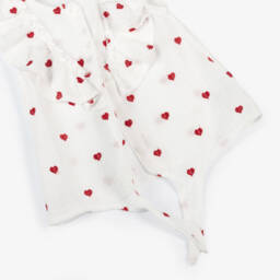 Everything Must Change-Girls Ivory Heart-Embellished Cotton Top | Childrensalon Outlet