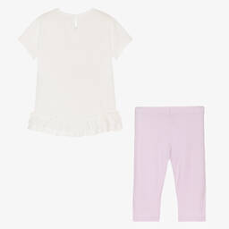 Everything Must Change-طقم ليغنغز قطن جيرسي لون عاجي وبنفسجي للبنات | Childrensalon Outlet