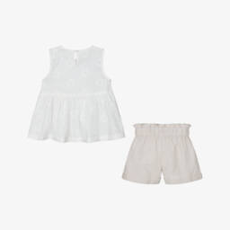Everything Must Change-Girls Ivory & Sand Cotton Ensemble | Childrensalon Outlet