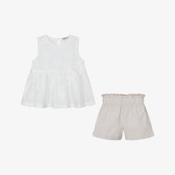 Everything Must Change-Girls Ivory & Sand Cotton Ensemble | Childrensalon Outlet