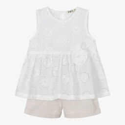 Everything Must Change-Girls Ivory & Sand Cotton Ensemble | Childrensalon Outlet