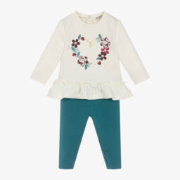 Everything Must Change-Girls Ivory & Teal Jersey Set | Childrensalon Outlet