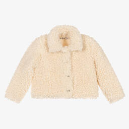 Everything Must Change-Girls Ivory Teddy Fleece Jacket | Childrensalon Outlet