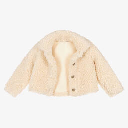 Everything Must Change-Girls Ivory Teddy Fleece Jacket | Childrensalon Outlet