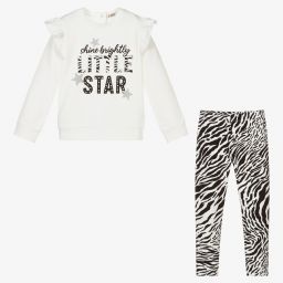 Everything Must Change-Girls Ivory Zebra Leggings Set | Childrensalon Outlet