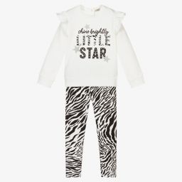 Everything Must Change-Girls Ivory Zebra Leggings Set | Childrensalon Outlet