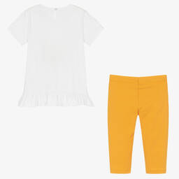 افريثينغ مست تشاينج-طقم ليغنغز قطن جيرسي لون برتقالي وأبيض | Childrensalon Outlet